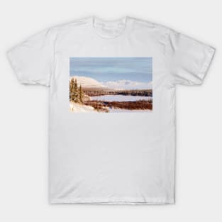 Scenic winter at frozen Lake Laberge Yukon Canada T-Shirt